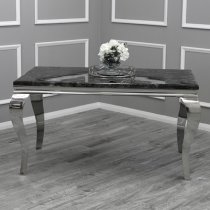 Laval Extra Large Black Marble Dining Table With Chrome Legs