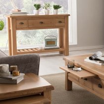 Brex Wooden Console Table With 3 Drawers In Natural