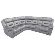 Darley Upholstered Recliner Fabric Corner Sofa In Grey