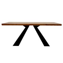 Alto Solid Wood Dining Table In Oak With Matt Black Metal Base