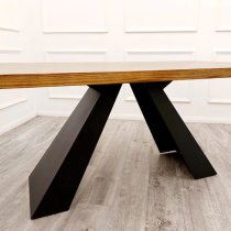 Alto Solid Wood Dining Table In Oak With Matt Black Metal Base