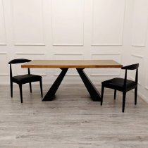 Alto Solid Wood Dining Table In Oak With Matt Black Metal Base