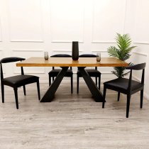 Alto Solid Wood Dining Table In Oak With Matt Black Metal Base