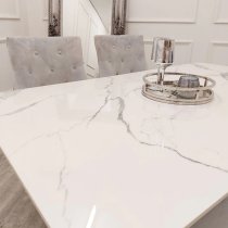 Largo White Sintered Stone Top Dining Table With Chrome Frame