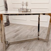 Largo White Sintered Stone Top Dining Table With Chrome Frame