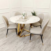 Novato Round Sintered Stone Top Dining Table In Pandora