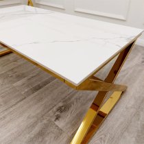 Wilson Polar White Sintered Stone Coffee Table With Gold Base