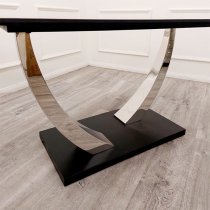 Vail Black Sintered Stone Dining Table With Chrome Pedestal Legs