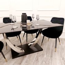 Vail Black Sintered Stone Dining Table With Chrome Pedestal Legs