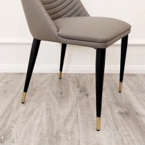 Allen Grey Faux Leather Dining Chairs With Black Legs In Pair