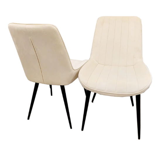 Danville Cream Velvet Dining Chairs In Pair