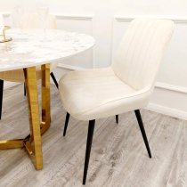 Danville Cream Velvet Dining Chairs In Pair