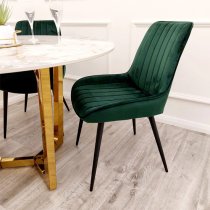 Danville Emerald Green Velvet Dining Chairs In Pair