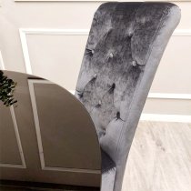 Elmira Lion Knocker Grey Shimmer Velvet Dining Chairs In Pair