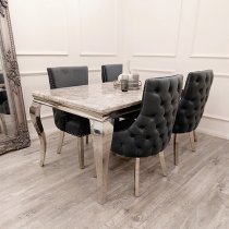 Kinston Dark Grey Velvet Dining Chairs In Pair