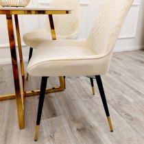 Lewiston Cream Velvet Dining Chairs In Pair