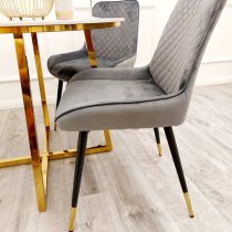 Lewiston Iron Velvet Dining Chairs In Pair