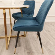 Lewiston Navy Blue Velvet Dining Chairs In Pair