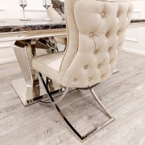 Sedro Cappuccino Velvet Dining Chairs With X Cross Legs In Pair