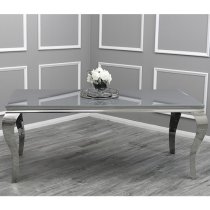 Laval Grey Glass Dining Table With 8 Elmira Dark Grey Chairs