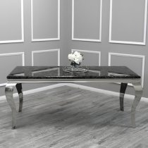 Laval Black Marble Dining Table With 6 Elmira Black Chairs