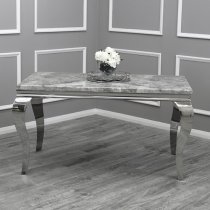 Laval Light Grey Marble Dining Table 6 Elmira Dark Grey Chairs