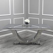 Avon Grey Glass Dining Table With 6 Elmira Dark Grey Chairs