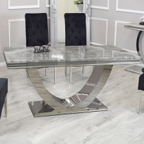 Avon Light Grey Marble Dining Table With 4 Elmira Black Chairs