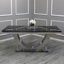 Avon Black Marble Dining Table With 6 Elmira Dark Grey Chairs