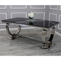 Alto Black Glass Dining Table With 8 Elmira Black Chairs