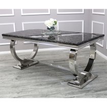 Alto Black Marble Dining Table With 8 Elmira Black Chairs