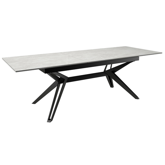 Kara Stone Extending Dining Table With Black Metal Base