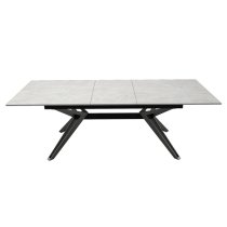 Kara Stone Extending Dining Table With Black Metal Base