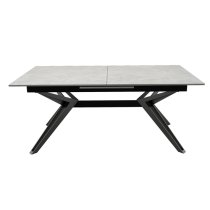 Kara Stone Extending Dining Table With Black Metal Base