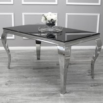 Laval Black Glass Dining Table With 8 Dessel Light Grey Chairs