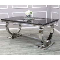 Alto Black Marble Dining Table With 8 Dessel Light Grey Chairs