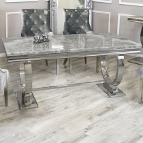 Alto Light Grey Marble Dining Table 8 Dessel Light Grey Chairs