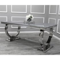 Alto Grey Glass Dining Table With 8 Benton Dark Grey Chairs