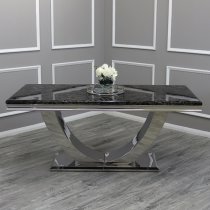 Avon Medium Black Marble Dining Table With Polished Base