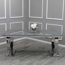 Alto Large Grey Glass Dining Table With Polished Base