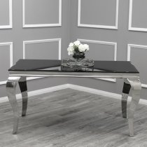 Laval Small Black Glass Dining Table With Chrome Legs