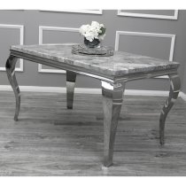 Laval Small Light Grey Marble Dining Table With Chrome Legs