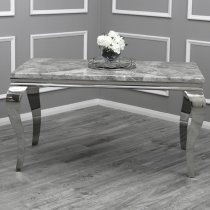 Laval Small Light Grey Marble Dining Table With Chrome Legs