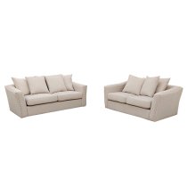 Barbon Fabric 3 + 2 Seater Sofa Set In Beige