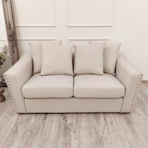 Barbon Fabric 3 + 2 Seater Sofa Set In Beige