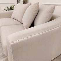 Barbon Fabric 3 + 2 Seater Sofa Set In Beige