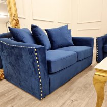 Lewes Velvet 3 + 2 Seater Sofa Set In Marine Blue