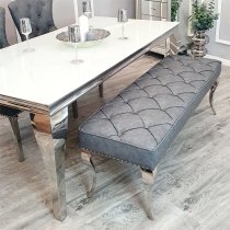 Laval Small Leather Dining Bench In Dark Grey