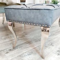 Laval Small Leather Dining Bench In Dark Grey