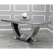 Avon Grey Glass Dining Table With 6 Sedro Dark Grey Chairs